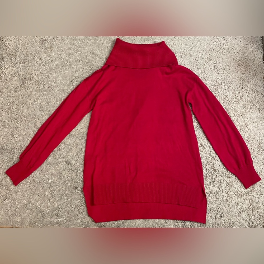 LOFT ANN TAYLOR red turtleneck long sleeve sweater Top small S NWT